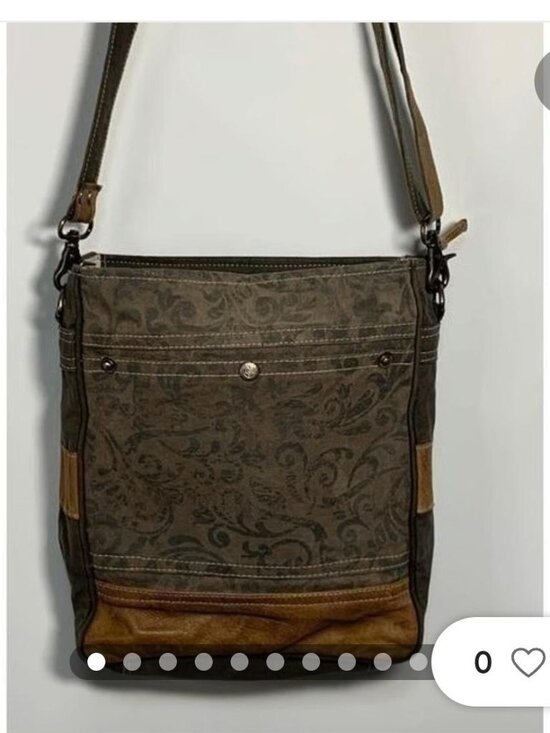 MYRA BAG BROWN CANVAS SHOULDER/CROSSBODY - Picture 10 of 11